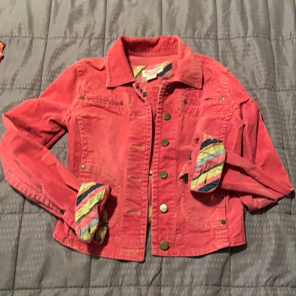Abercrombie size large corduroy pink coat used